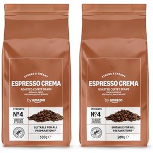 by Amazon Espresso Crema in chicchi, tostatura chiara, 1kg, 2 Confezioni da 500g - Certificato Rainforest Alliance, Caffè in grani