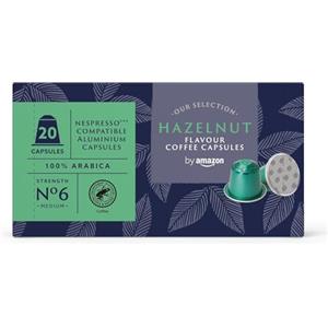 by Amazon Capsule di caffè in alluminio aromatizzate alla nocciola compatibili con Nespresso, 20 pezzi (1 confezione da 20), Certificato Rainforest Alliance