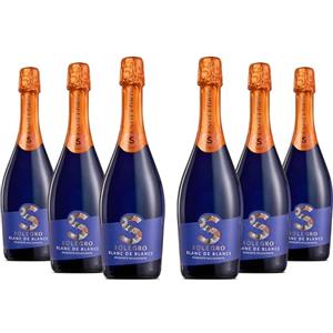 Solegro Spumante Blanc de Blancs Millesimato Extra Dry, Fresco e Fruttato, perfetto da Aperitivo - 11% vol, Confezione con 6 Bottiglie da 750 ml