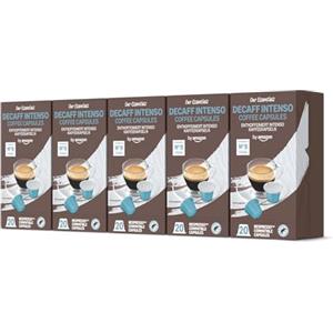 by Amazon Capsule in plastica di caffè Intenso decaffeinato compatibili con Nespresso, 100 pezzi (5 confezioni da 20), Certificate Rainforest Alliance