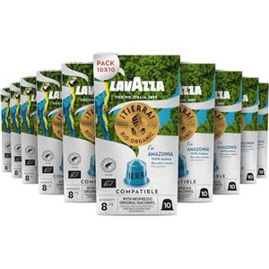 Lavazza, ¡Tierra! For Amazonia, 100 Capsule in Alluminio Compatibili con Macchine Nespresso* Original, con Note di Cioccolato e Caramello, 100% Arabica, Intensità 8/13, 10 Pack da 10 Capsule