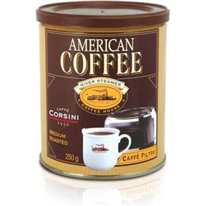 CAFFÈ CORSINI 1950 Caffè Corsini - Caffè Americano, Miscela di Macinato per Filtro, Leggero e Profumato, 4 Lattine da 250 Grammi Cadauna
