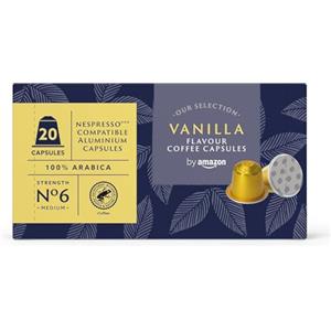 by Amazon Capsule in alluminio di caffè aromatizzate alla vaniglia compatibili con Nespresso, 20 pezzi (1 confezione da 20), Certificato Rainforest Alliance