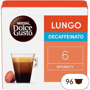 NESCAFÉ DOLCE GUSTO NESCAFÉ DOLCE GUSTO Lungo Decaffeinato Caffè, 6 Confezioni da 16 Capsule (96 Capsule Compatibili Nescafé Dolce Gusto)