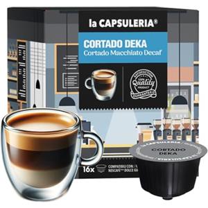 La Capsuleria CORTADO DECAF (48 Capsule) compatibili con Nescafé Dolce Gusto, 3 box da 16 Capsule, gusto pieno e bilanciato senza caffeina, perfetto in ogni momento, senza glutine (La Capsuleria)