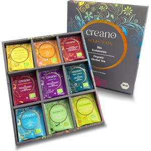 Creano Set Regalo Tisana Biologica* - 27 Bustine di Tè alle Erbe in 9 Varietà Diverse | Infusi Bio Misti 54g, Idea Regalo Benessere e Relax