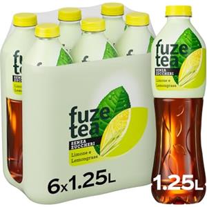 Fuze Tea, Bevanda Rinfrescante Analcolica di Té al Gusto Limone e Citronella, Senza Zuccheri - 6 Bottiglie da 1.25 ml