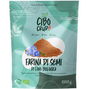 CIBO CRUDO crudo biologico vegan Farina di Semi di Lino Macinati Biologici - 1Kg. Farina Low Carb Ricca di Omega 3 e Fibre. Contiene Antiossidanti Fitosteroli e Proteine Vegetali.