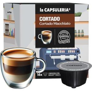 La Capsuleria CORTADO MACCHIATO (48 Capsule) compatibili con Nescafé Dolce Gusto, 3 box da 16 Capsule, espresso con latte corposo e deciso, gusto intenso e cremoso, senza glutine (La Capsuleria)