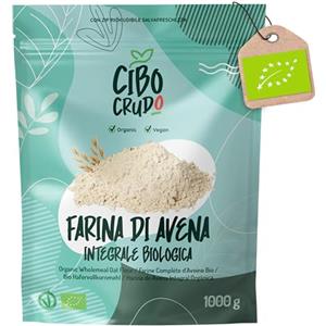 CIBO CRUDO crudo biologico vegan Farina di Avena Integrale Bio - 1Kg. Farina Integrale D'Avena Cruda. Avena in Polvere Proteica per Pizza Pasta o Dolci come Pancake.