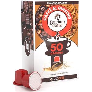 Eurocali 50 Capsule Ginseng Compatibile con Nespresso per Baciato Caffè Bevanda Solubile Linea Passione