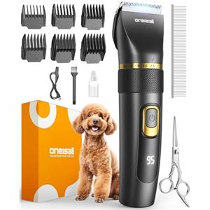 oneisall Silenzioso Tosatrice per Cani Aggiornamento Pro, Professionale Tosatrice per cani e gatti 2000mAh Ricaricabile, IPX7 Impermeabile Tosatrice per Barboncini