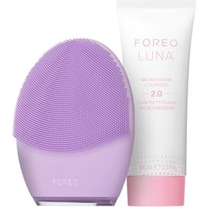 FOREO Deep & Gentle LUNA 4 Sensitive Set - Spazzola detergente viso per pelli sensibili + LUNA Micro-Foam Cleanser 2.0 (100 ml) - Set beauty con massaggiatore viso in silicone detergente e rassodante