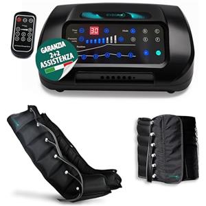 SYBILMED ELITE 8 Pressoterapia Linfodrenale Digitale, Massaggiatore Elettrico per Recupero Sportivo, 8 Camere D'aria con 2 Gambali XL e Fascia Addominale