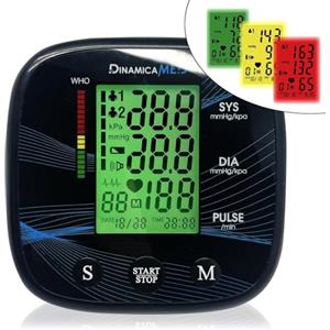 Dinamicamed A-158 Misuratore Pressione da Braccio, Apparecchio Pressione da Braccio con 2 * 90 Posizioni di Memoria, Misuratore di Pressione da Braccio con Retro Illuminazione, Batterie Incluse