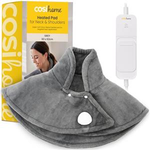 Cosi Home Termoforo Cervicale e Spalle - Cuscino termico riscaldato di lusso- Con Flanella super confortevole, telecomando e 3 impostazioni di calore
