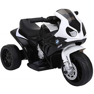 HOMCOM Moto Elettrica per Bambini Max. 20kg con Licenza BMW, Macchina Elettrica con 3 Ruote, Batteria Ricaricabile 6V, Bianco Nera, 66x37x44cm