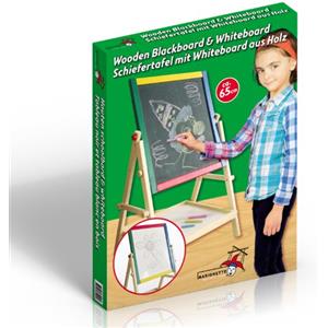 BAKAJI Lavagna per Bambini 2 in 1 Reversibile Lavagna per dipingere Lavagna Magnetica in Legno compresi Accessori