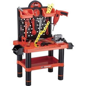 BAKAJI Banco da Lavoro per Bambini 54 Pezzi Attrezzi e Accessori 70 x 51 x 60 cm con Trapano Giocattolo Realistico