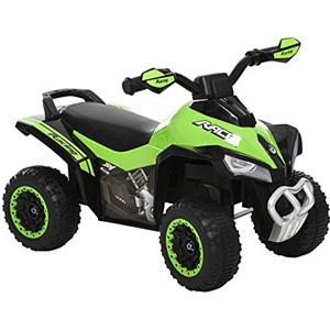 HOMCOM Macchina Cavalcabile per Bambini 18-36 Mesi in PP e Metallo, Mini Quad per Bambini a Spinta Manuale con Musiche Integrate, Fari Funzionanti e Manubrio Ampio, 67.5x38x44cm, Verde