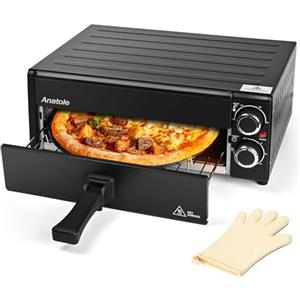 Anatole Forno Pizza Elettrico 12 Pollici 1800W Fornetto Pizza Interno Tempo Temperatura Regolabile Pizza Maker Multifunzionale con Griglia Vassoio per Briciole Rimovibile