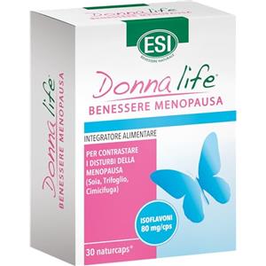ESI - Donna Life Menopausa, Integratore Alimentare a Base di Isoflavoni da Soia e Trifoglio, Favorisce la Regolazione Ormonale, Senza Glutine e Vegano, 30 Naturcaps