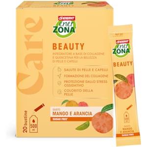 Enervit EnerZona Care Beauty, Integratore Alimentare con Collagene Idrolizzato VERISOL®, Formazione di Collagene, 20 Bustine, Zero Zuccheri e Zero Calorie, Gusto Mango e Arancia, Senza Glutine