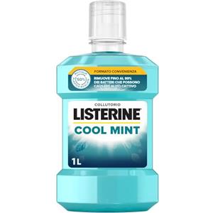 LISTERINE Cool Mint, Collutorio al gusto Menta a base di Oli Essenziali Antibatterici di Menta, Timo, Betulla, Collutorio Listerine per un alito fresco e un'igiene orale completa, 1 L