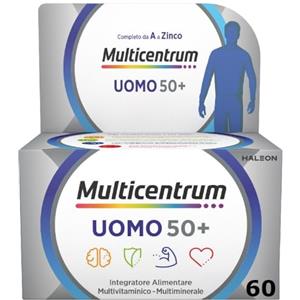 Multicentrum Uomo 50+ Integratore Alimentare Multivitaminico Completo, con Vitamina D3, Supporto Contro la Stanchezza per Uomini oltre 50 anni, 60 Compresse