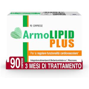 Armolipid Plus - 90 Compresse, Integratore Alimentare con Berberis Aristata, Riso Rosso Fermentato, Acido Folico, Policosanoli, Coenzima Q10 e Astaxantina