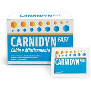 Carnidyn Fast Caldo e Affaticamento, Integratore Alimentare per Stanchezza Fisica, il Recupero del Tono Muscolare e il Reintegro Idrosalino, 20 Bustine da 6g, Gusto Arancia