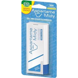 ESI - Aspartame Midy, Dolcificante Zero Calorie, Sostituisce lo Zucchero nella Dolcificazione delle Bevande, Senza Glutine e Vegetariano, 500 Compresse