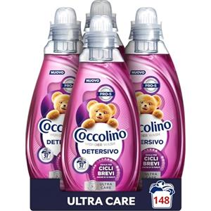 Coccolino Wonder Wash, Detersivo Lavatrice Liquido, Ultra Care, Efficace nei Cicli Brevi da 15 Minuti, Anche a Freddo, Protegge il Colore dei tuoi Capi, Pulizia Profonda, 37 Lavaggi, 4 Pezzi da 1480ml