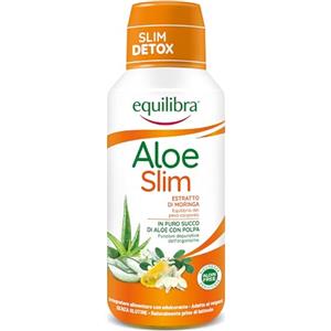 Equilibra Integratori Alimentari, Aloe Vera Slim, Integratore a Base di Aloe Vera ed Estratto di Semi di Moringa, per l'Equilibrio del Peso Corporeo, Arricchito con Succo d'Ananas, Bottiglia da 500 ml