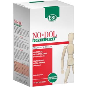 NODOL ESI - No-Dol, Integratore Alimentare a Base di Glucosamina, con Artiglio del Diavolo e Aloe Vera, per la Funzionalità Articolare, Gusto Mela Rossa, Senza Glutine, 16 Pocket Drink