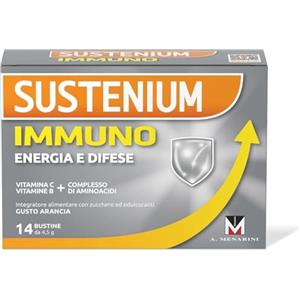 Sustenium Immuno - Integratore alimentare a base di Vitamine del gruppo B, C, Zinco e aminoacidi specifici. Per Energia e Difese immunitarie. Confezione da 14 bustine