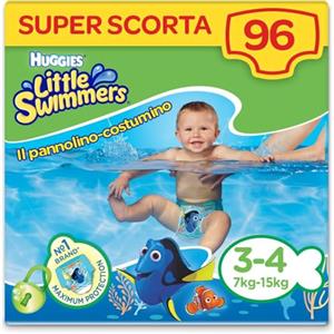 Huggies Little Swimmers, Taglia 3-4 (7-15 kg), 8 Confezioni da 12 Pannolini Costumini, per un totale di 96 Costumini