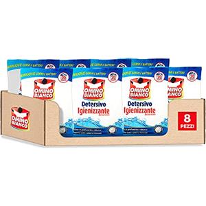Omino Bianco - Detersivo Lavatrice in Polvere, 160 Lavaggi, Igienizzante con Antibatterico, Rimuove Germi e Batteri, 1100 gr x 8 Pezzi
