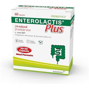 Enterolactis Plus, confezione da 60 capsule: fermenti lattici, probiotici, supporto per equilibrare la flora intestinale alterata