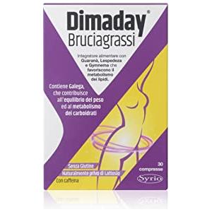 Syrio Integratori Alimentari, Dimaday Bruciagrassi, Integratore alimentare con Guaranà, Lespedeza e Gymnema che favoriscono il metabolismo dei lipidi, 30 compresse