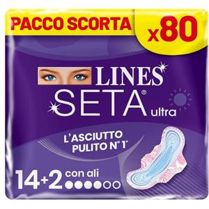 Lines Seta Ultra Assorbenti Ultra Giorno Ali, Pacco Scorta, Confezione da x80 pezzi