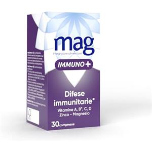 Mag Immuno+ - Integratori per Adulti con Vitamine e Minerali, Vitamina D, Vitamina C, Vitamine B12, Magnesio, Acido Folico, Zinco - Difese Immunitarie, Energia Mentale e Fisica (30 Compresse)