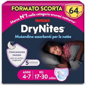 Huggies Drynites Pannolini, Taglia M (17-30 Kg), Mutandine assorbenti bambina, Design Disney, 64 Pz