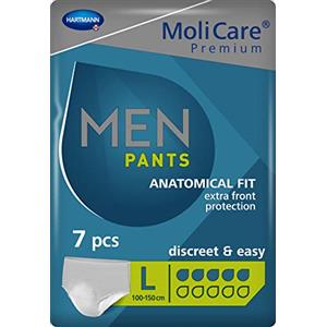 MoliCare Premium MEN PANTS, mutandine assorbenti specifiche per incontinenza maschile, protezione discreta, 5 gocce, taglia L, 7 pezzi