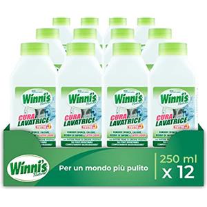 Winni's - Cura Lavatrice Igienizzante, Azione Detergente, Anticalcare e Anti Cattivi Odori, con Materie Prime di Origine Vegetale e Bio, 250 ml x 12 Confezioni