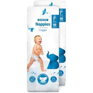 By Amazon Ultra Dry Nappies - Taglia 7+ (oltre 18kg) - 100 Pannolini (2 Confezioni da 50) (Precedentemente un marchio Mama Bear brand, stesso prodotto)
