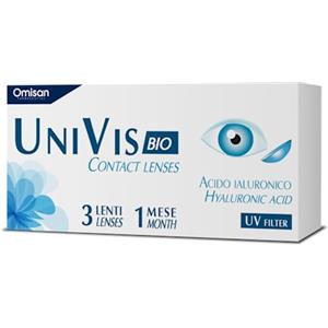 Univis Bio Contact Lenses, 3 Lenti A Contatto Mensili per la correzione della miopia -6.00