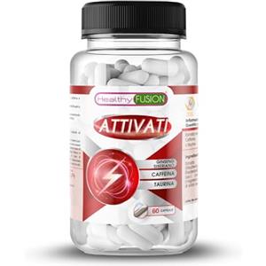 Healthy Fusion - Actívate | L-Taurina + Cafeína + Ginseng Siberiano | Aumenta l'energia e migliora le prestazioni cerebrali | Pillole per l'energia | Elimina la stanchezza e la fatica | 60 capsule