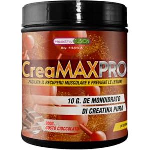Healthy Fusion Creatina 100% | Creatina pura microfiltrata + Vitamina B6 | Migliora la resistenza fisica | crescita muscolare | Migliora la concentrazione | Facile da digerire | Gusto Cioccolato 300g
