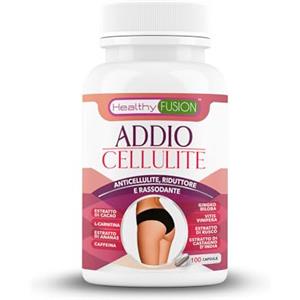 Healthy Fusion Addio Cellulite | Capsule Anticellulite e Rassodanti | Elimina la Pelle a Buccia d'Arancia | Previene le Varici e la Ritenzione Idrica | CLA, L-Carnitina, Cacao e Caffeina | 100 Caps